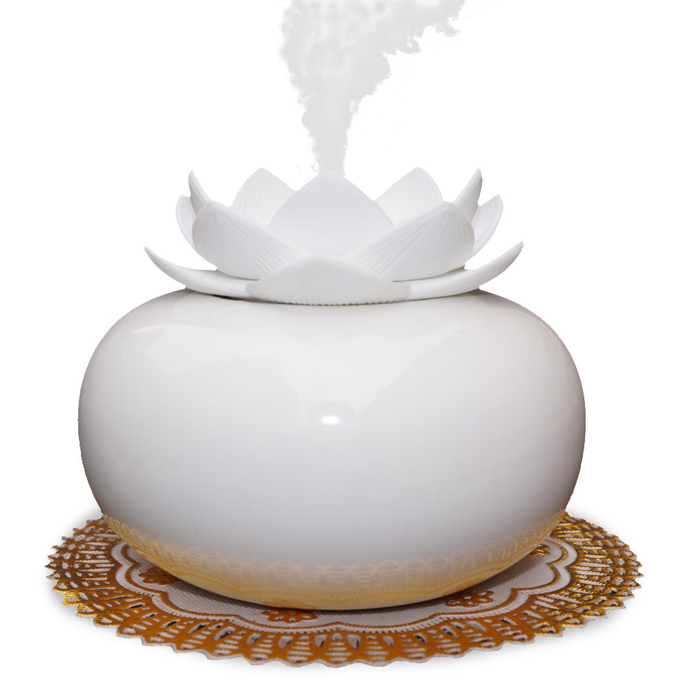 Lotus-shaped ceramic home mini essential oil moisturizing touch humidifier