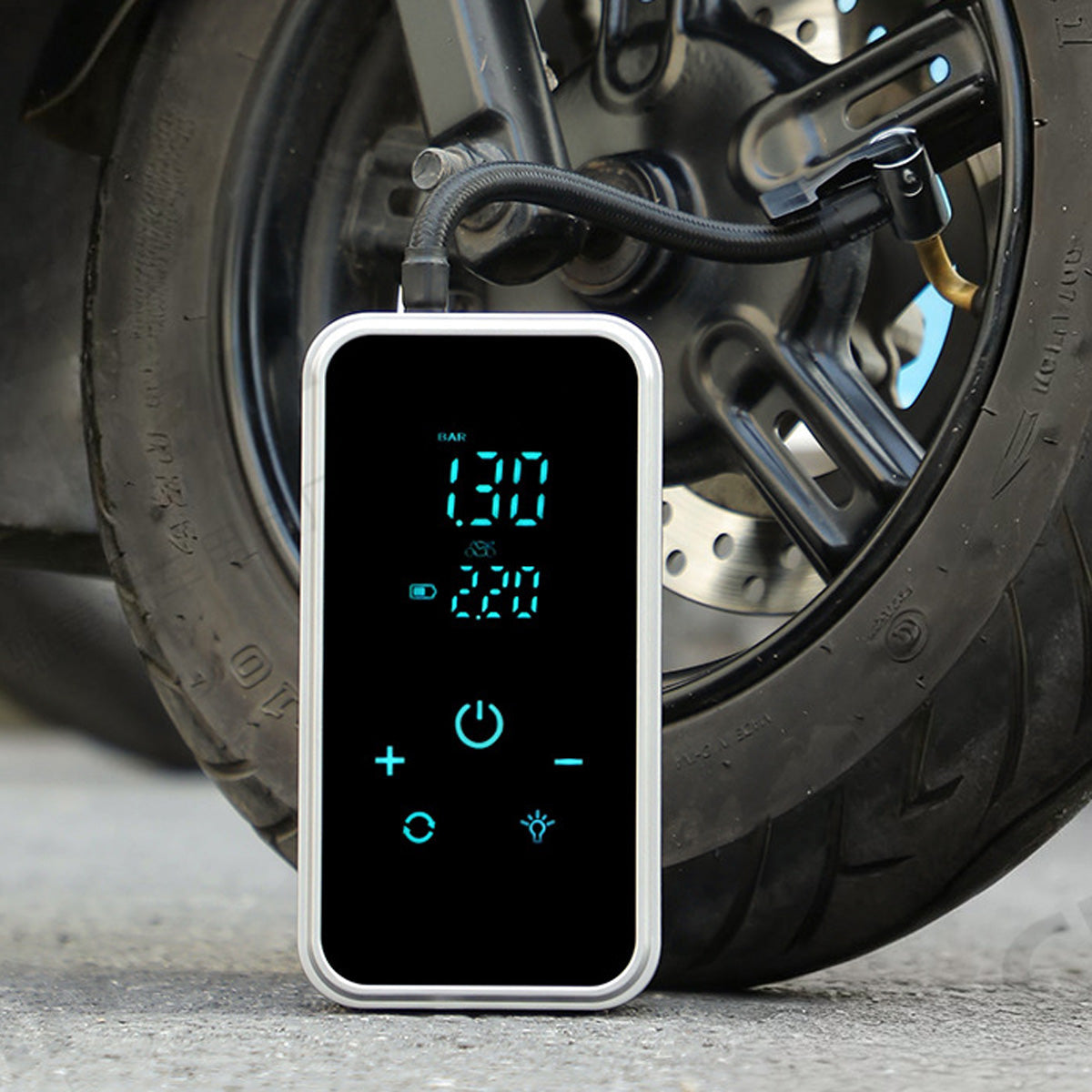 Wireless small portable car tire inflator, smart electric air pump