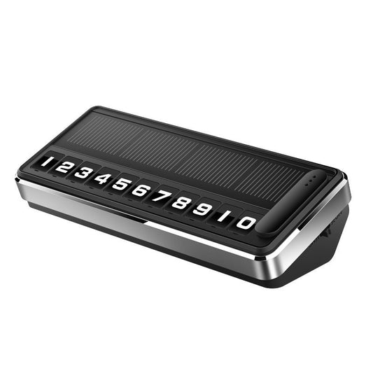 Solar-powered temporary parking sign, vehicle-mounted metal luminous number plate, high-end creative car relocation and phone number plate