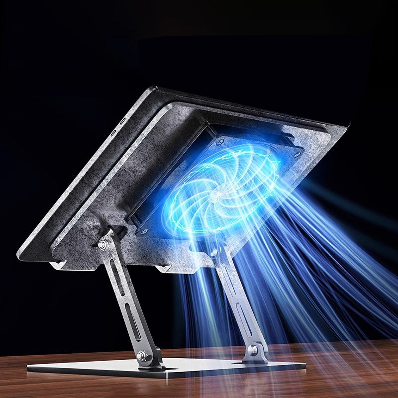 Liftable and foldable carbon steel laptop cooler with base