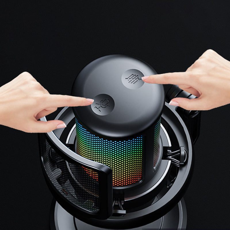 USB computer microphone with capacitor, desktop recording tape, spray-proof mesh, and noise reduction features