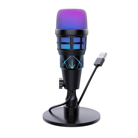 USB computer microphone with desktop-capacitive smart noise reduction for gaming, singing, and recording