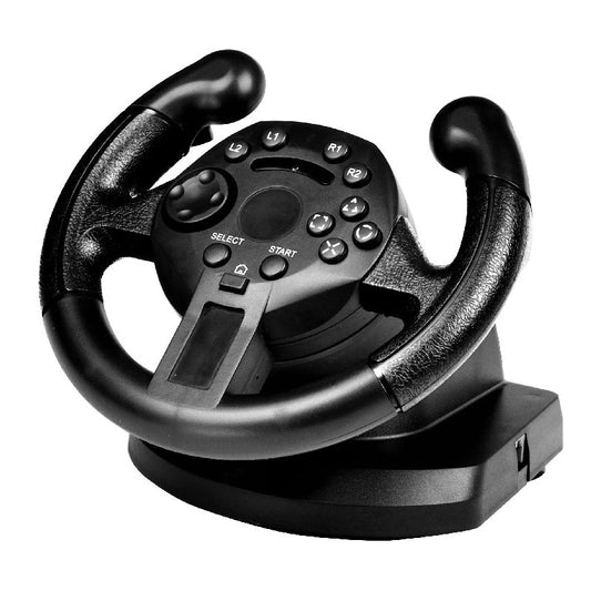 All-in-one racing steering wheel with vibrating features, suitable for gaming use