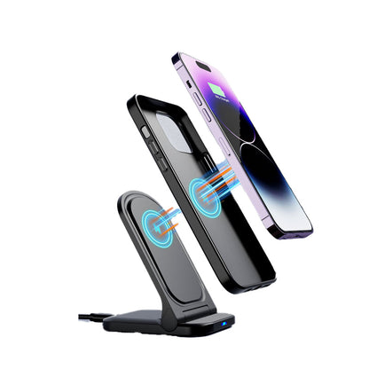 15W fast-charging desktop charger for mobile phones ¨C a vertical, foldable, wireless charger