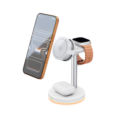 3-in-1 Wireless Charger with Semiconductor-Cooled Magnetic Docking Stand for Wireless Charging of Mobile Phones on Desks