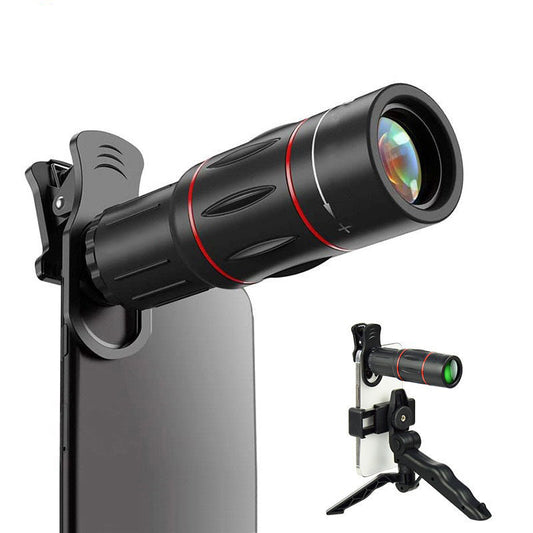 Mobile phone monocular telescope with 18x external telephoto lens for high-definition distant photography in outdoor settings