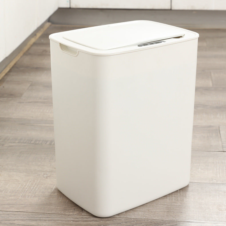 Smart automatic sensor trash can for home use in living room and kitchen, large capacity, with lid, rechargeable, leak-proof for bathroom and toilet.