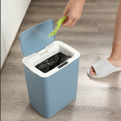Smart automatic sensor trash can for home use in living room and kitchen, large capacity, with lid, rechargeable, leak-proof for bathroom and toilet.