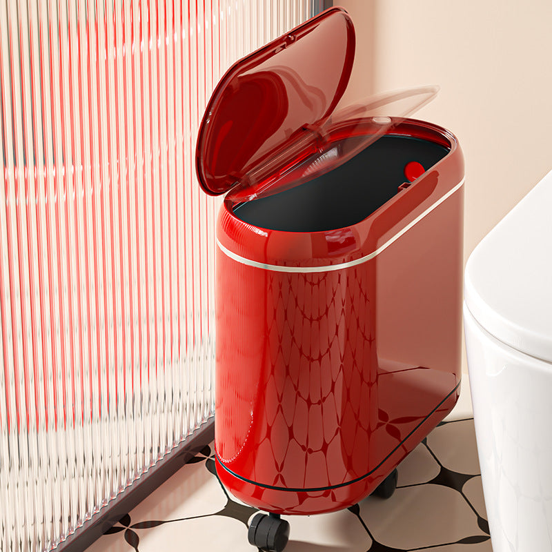 Bathroom narrow-slot trash can with lid, kitchen and household use, high-end design, large size, large capacity, toilet and living room narrow-slot wastebasket