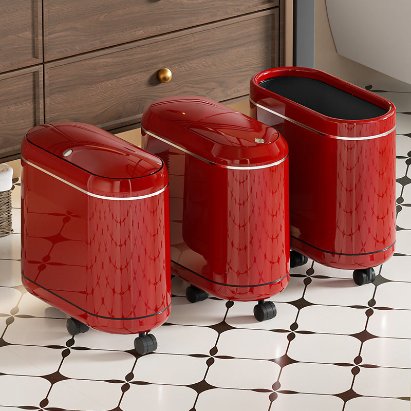 Bathroom narrow-slot trash can with lid, kitchen and household use, high-end design, large size, large capacity, toilet and living room narrow-slot wastebasket