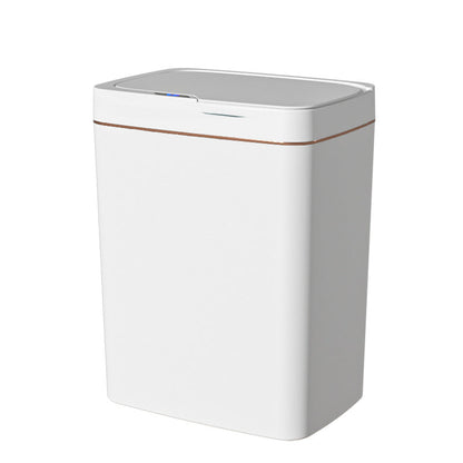 Smart sensor trash can with automatic lid opening, space-saving design, and luxurious design.