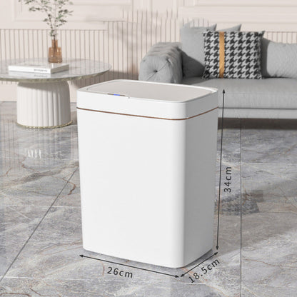 Smart sensor trash can with automatic lid opening, space-saving design, and luxurious design.