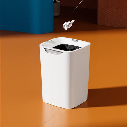 Automatic bagging and refilling smart trash can for home use in kitchens, bathrooms, living rooms, and bedrooms.