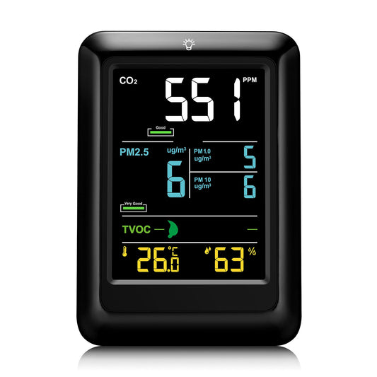 7-in-1 Air Quality Monitor (Carbon Dioxide, PM2.5, TVOC, Temperature and Humidity Sensor)