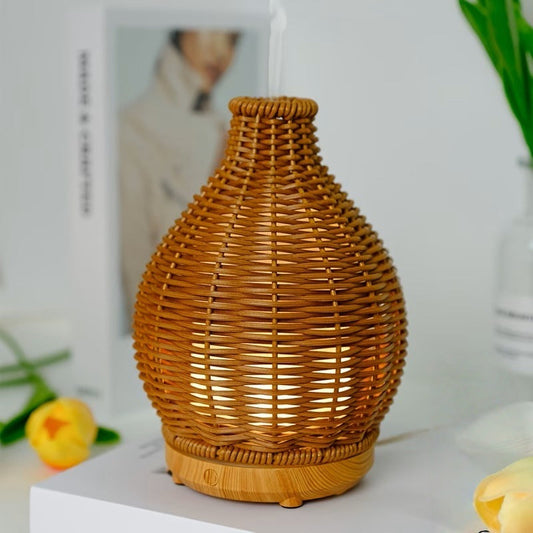 New wood grain rattan aroma diffuser humidifier, USB ultrasonic, quiet operation, large mist output
