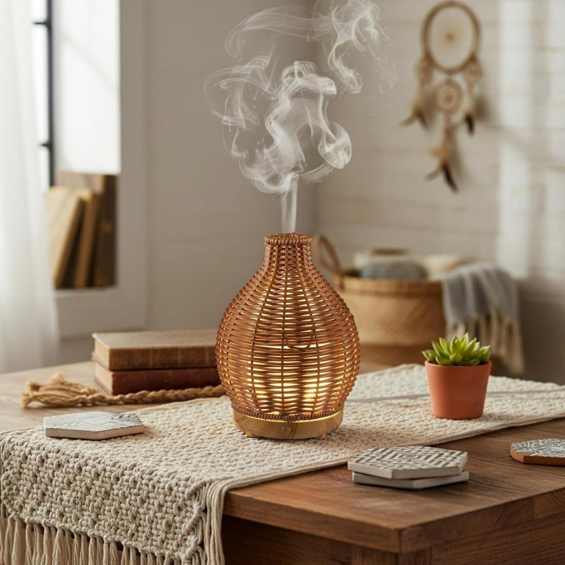 New wood grain rattan aroma diffuser humidifier, USB ultrasonic, quiet operation, large mist output