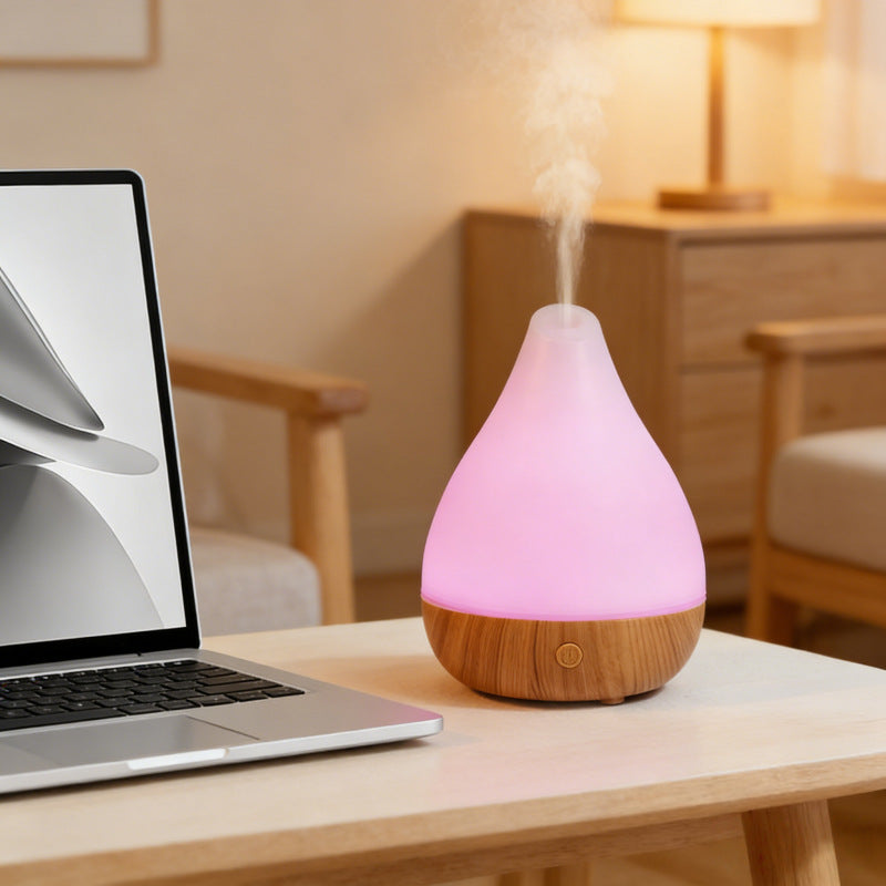 Mini water droplet aroma diffuser, silent humidifier, smart mini humidifier, suitable for mothers and babies, ultrasonic wood grain aroma diffuser.