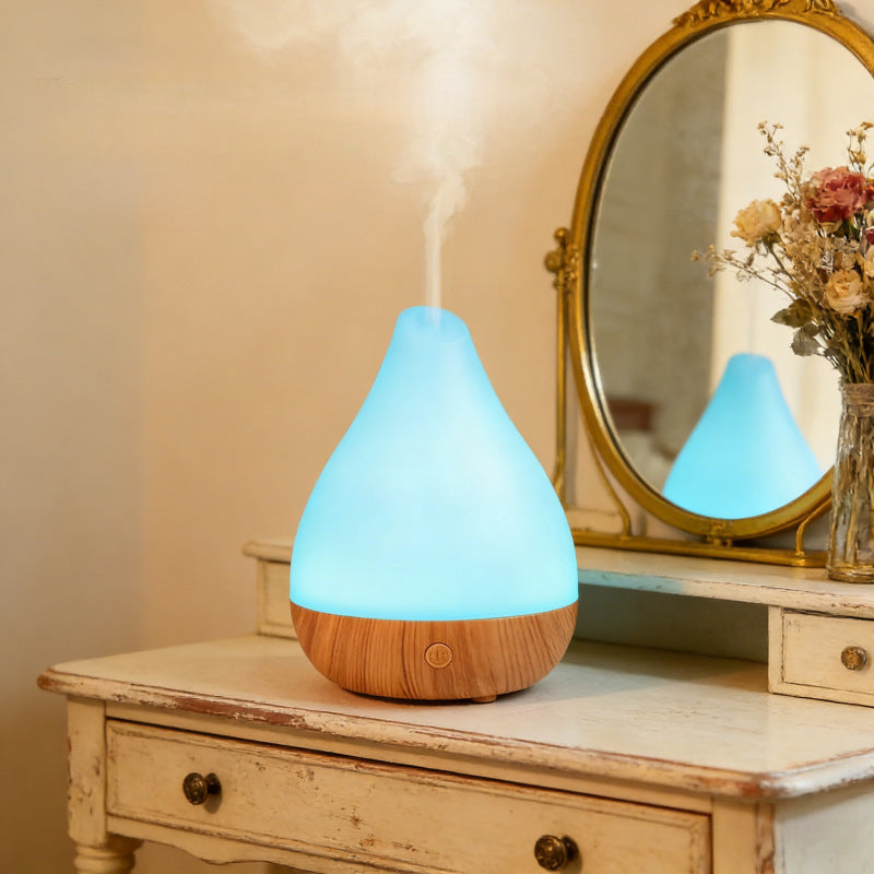 Mini water droplet aroma diffuser, silent humidifier, smart mini humidifier, suitable for mothers and babies, ultrasonic wood grain aroma diffuser.