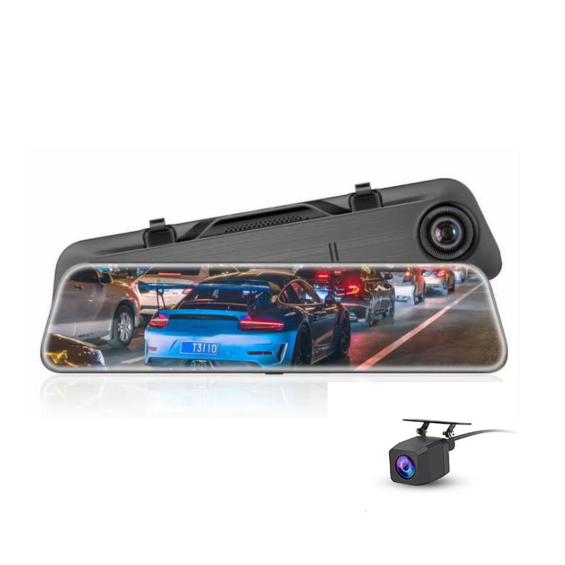 12-inch full-screen touch streaming rearview mirror, high-definition night vision dashcam
