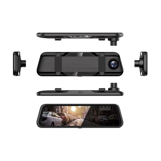10.3-inch full-screen streaming media assisted 2K front and rear dual recording reversing dashcam with high-definition night vision.