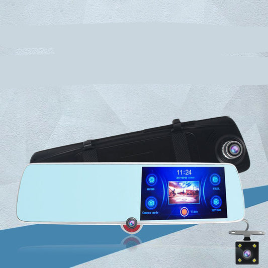 5-inch touchscreen triple-recording rearview mirror dashcam, 1080P high-definition car dashcam.
