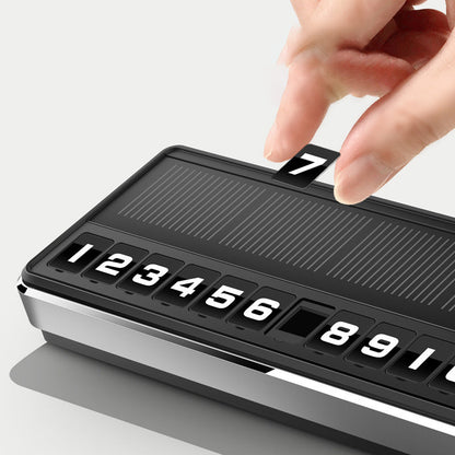 Solar-powered temporary parking sign, vehicle-mounted metal luminous number plate, high-end creative car relocation and phone number plate